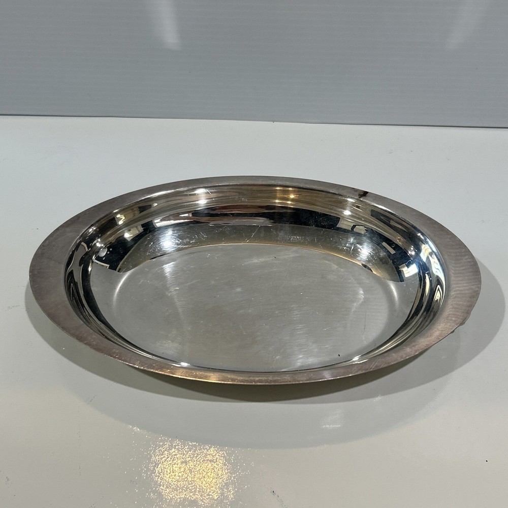 Vintage Silver Plate Oval Bowl Serving Dish Trinket Tray Decorative Handles