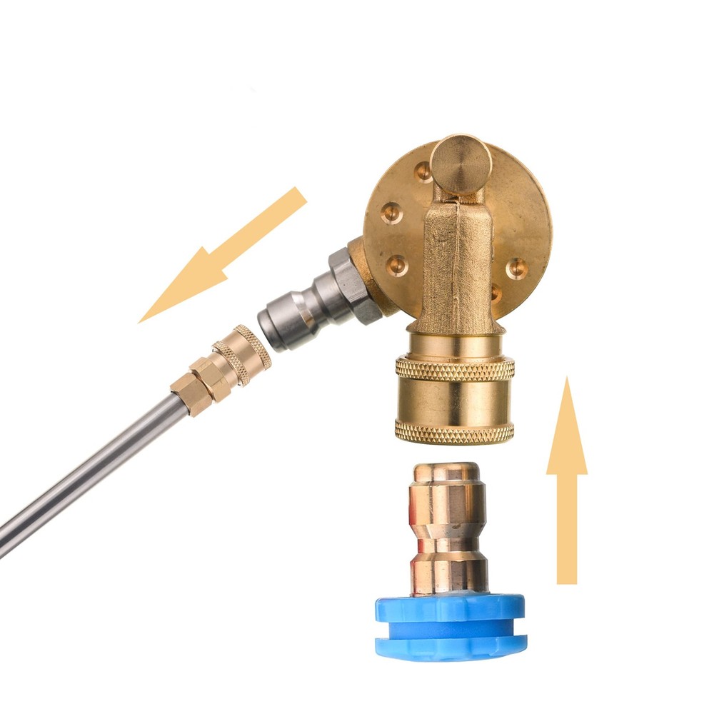Pressure Washer Pivoting Coupler, 1/4” Quick Connect Gutter Cleaner Attachmen...