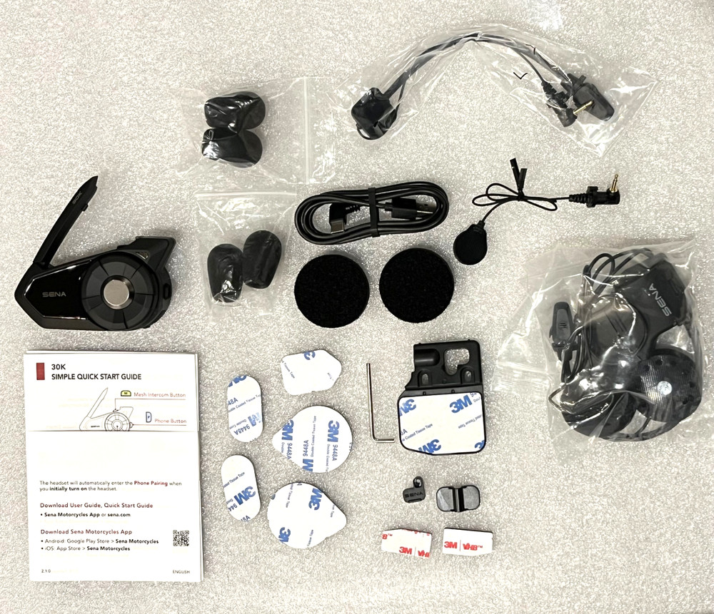 Sena 30K Motorcycle Bluetooth Headset Communication System, HD Speakers (Single)