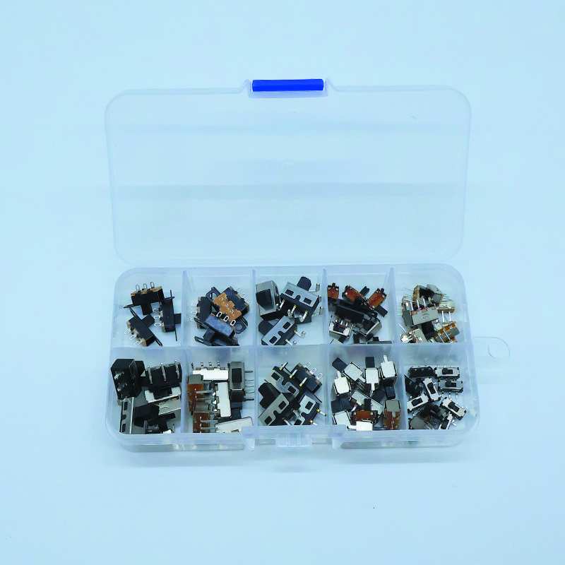 70PCS Mini Toggle Switches 8 Types SPDT 3-Pin Slide Power Switch​​