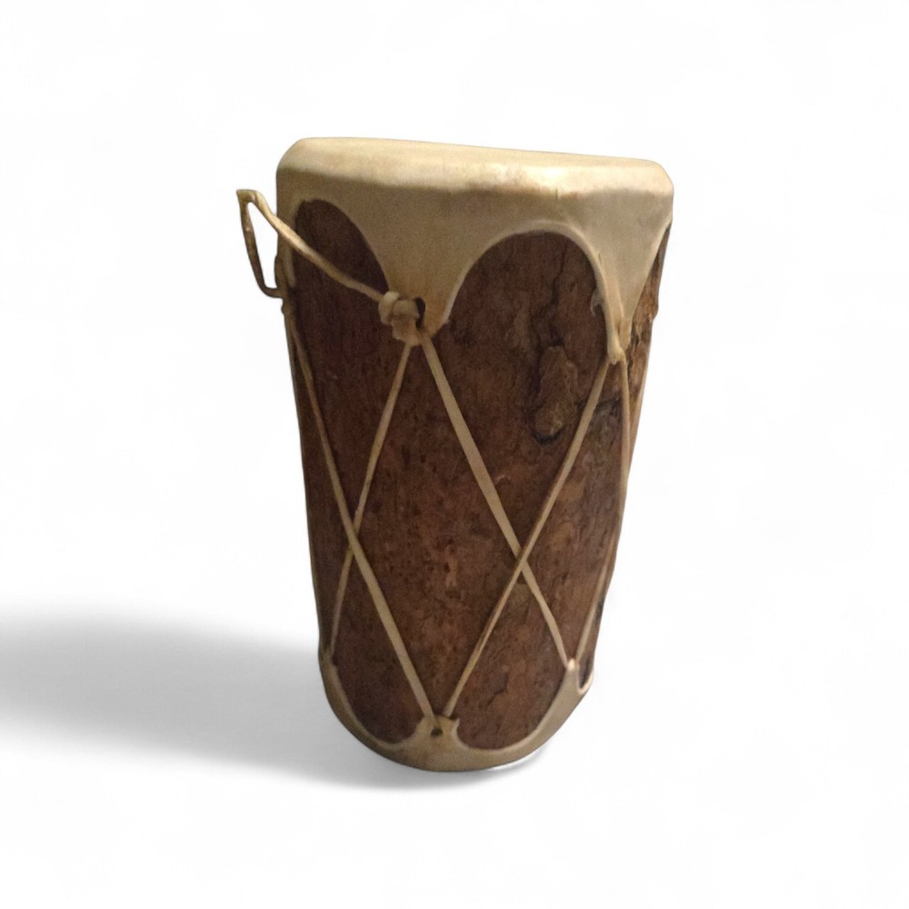 Authentic Double-Headed Log Drum - 13" Handcrafted Rawhide Skin Percussion