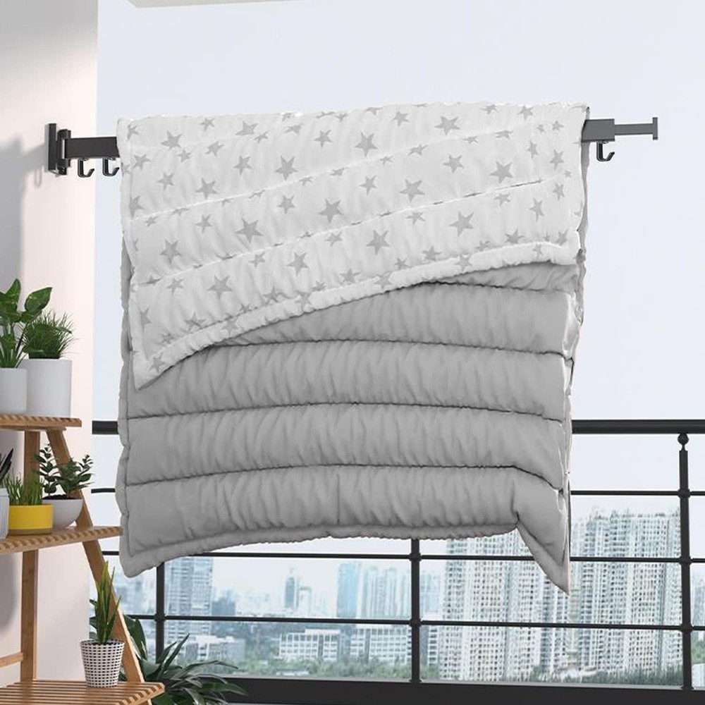 Retractable Wall Mounted Clothes Drying Rack - Space Saving Tri-Fold Design