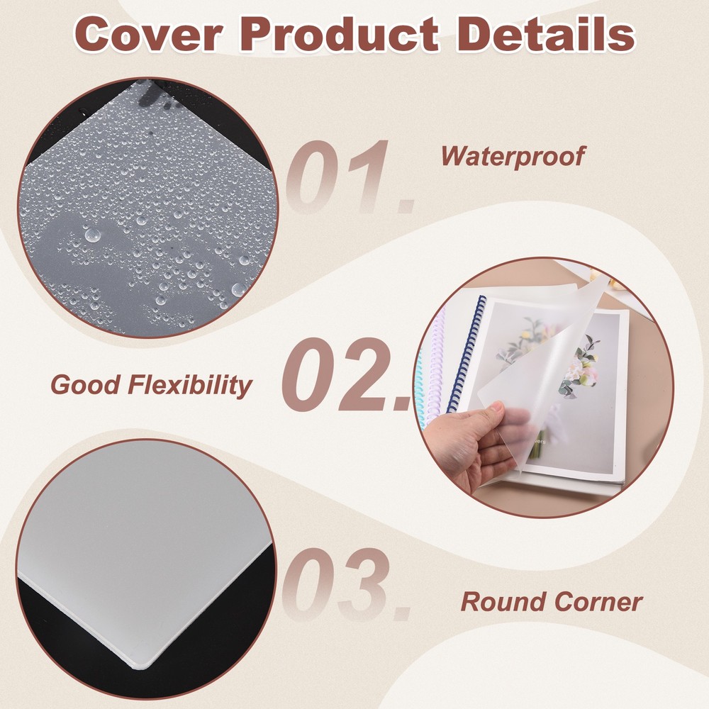 10Pcs Clear Presentation Binding Covers with 5Pcs 12mm Combs Kit, Blue