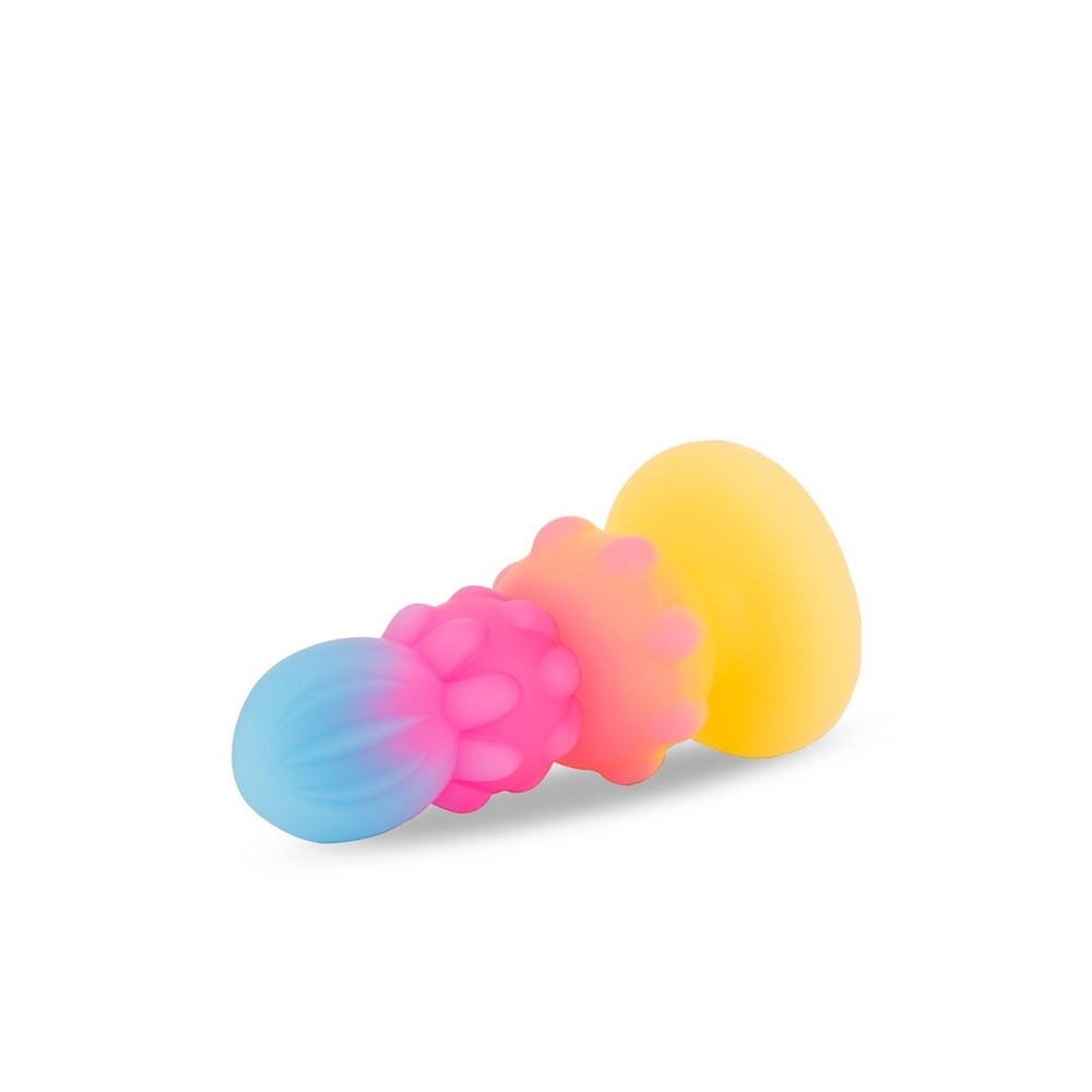 Soft Squeezable Glow in the Dark Silicone Beaded Bumpy Anal Butt Plug Small