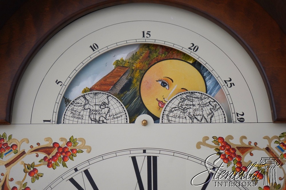 65029EC: Tiger Maple Chippendale Style Grandfather Clock