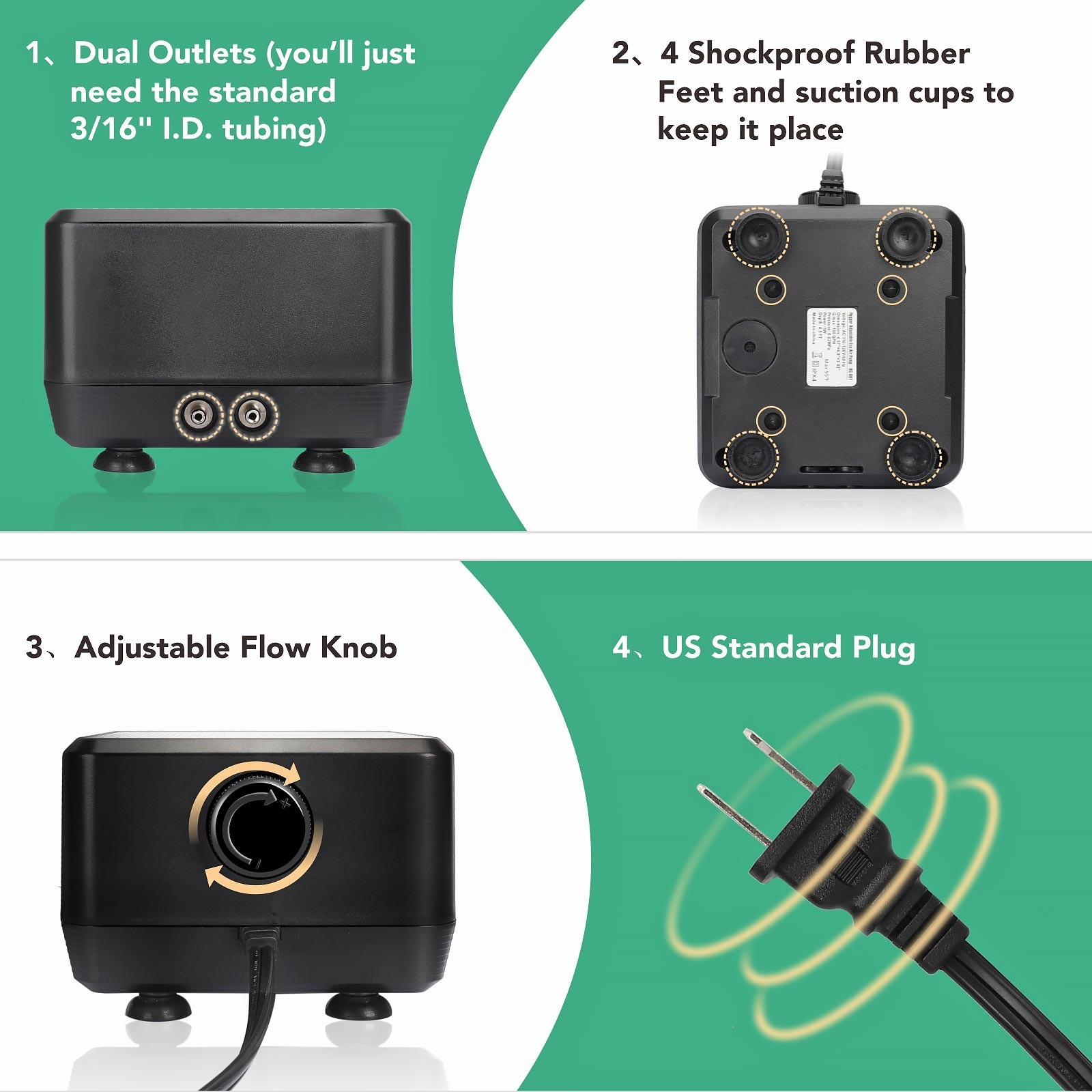 hygger 600 Gal Silent Air Pump Large Aquarium Fish Tank Pump Hydroponic Oxygen