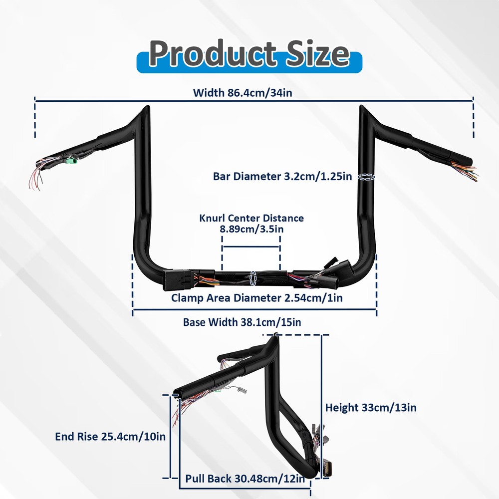 10" Bagger Bar-Sharp Pre-wired Ape handlebar For Harley Touring Electra Glide