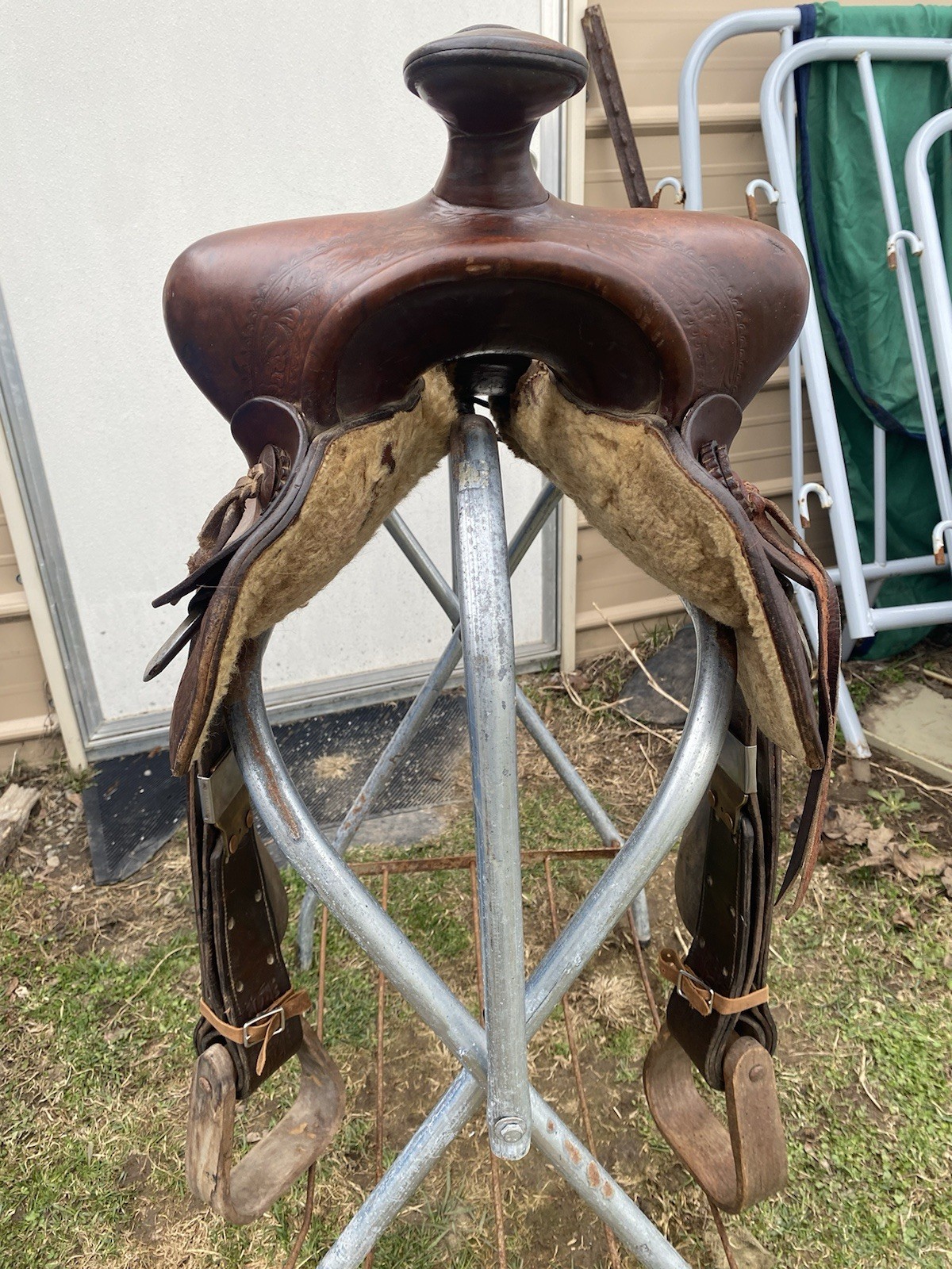 Antique/Vintage 14.5" Texas Tanning Mfg / TexTan slick seat Western saddle