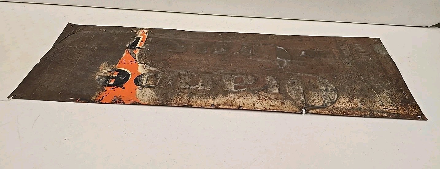 Vintage 1930s Orange Crush Ice Cold Carbonated Drink Embossed Double Bottle Sign