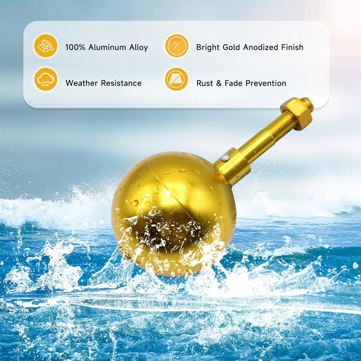 Flag Pole Ball Topper Ornament Flagpole Top Replacement Aluminum Anodized Finish