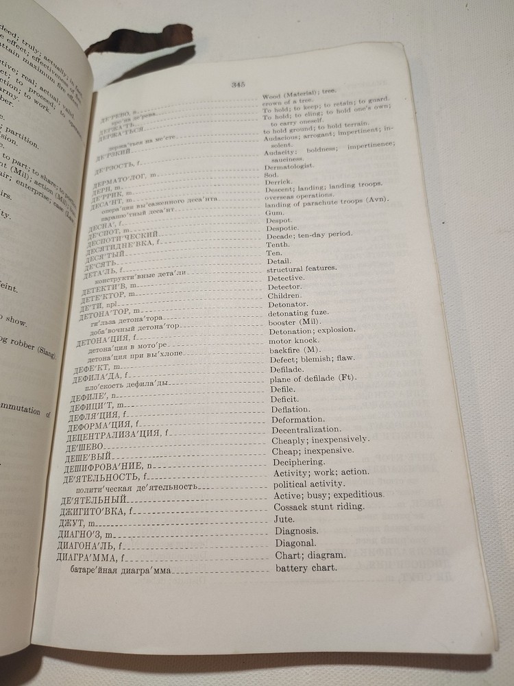 WW2 TM 30-254 Military Dictionary English - Russian - August 5, 1941 War Dept.