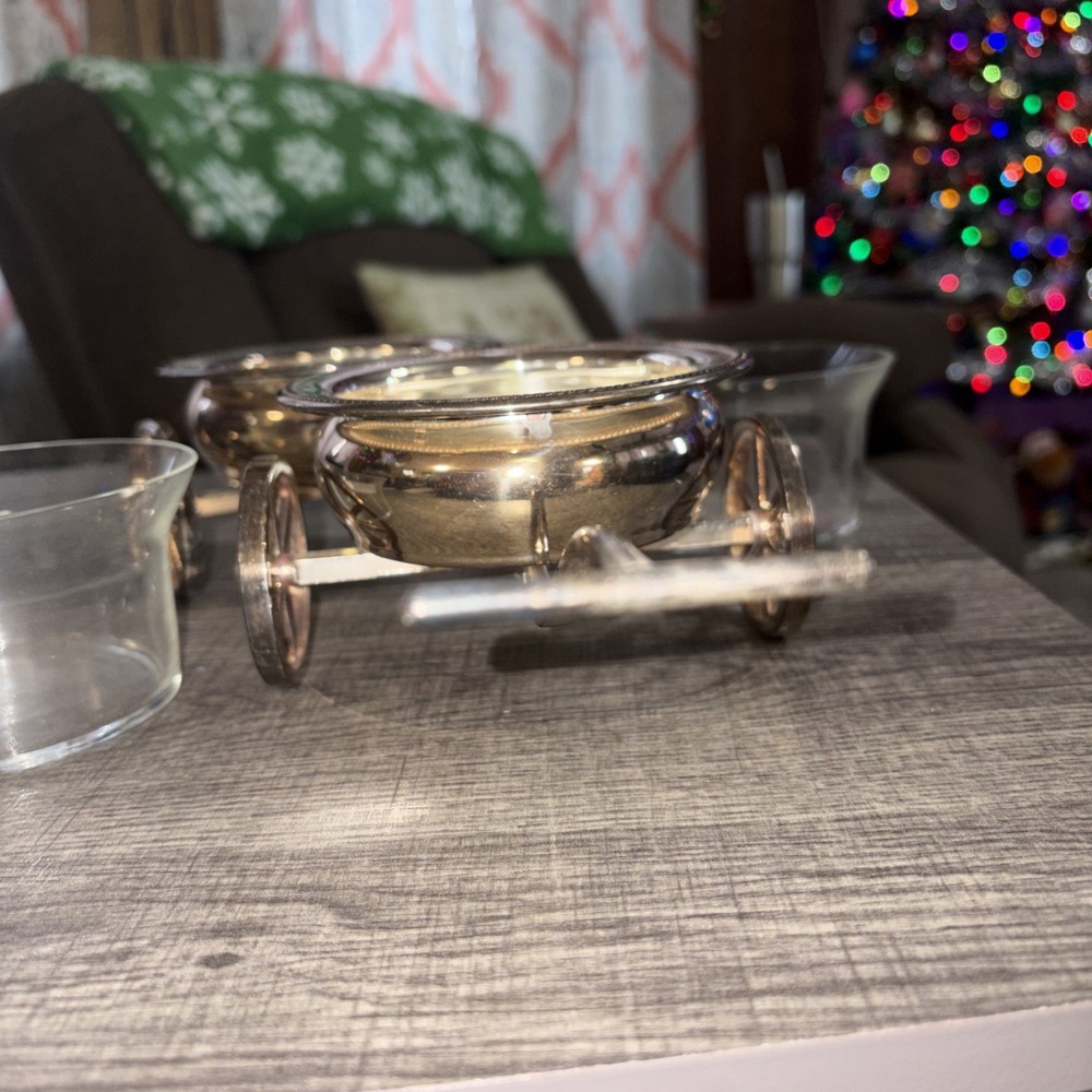 VINTAGE F.B. Rogers 1883 Silver #517 Wagon Condiment Server Wine Bottle Coasters