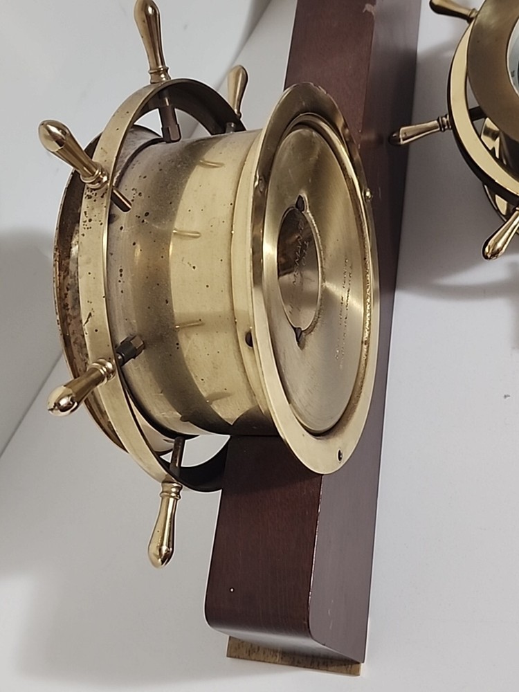 Seth Thomas Ships Bell Brass Helmsman Clock & Barometer E537-011