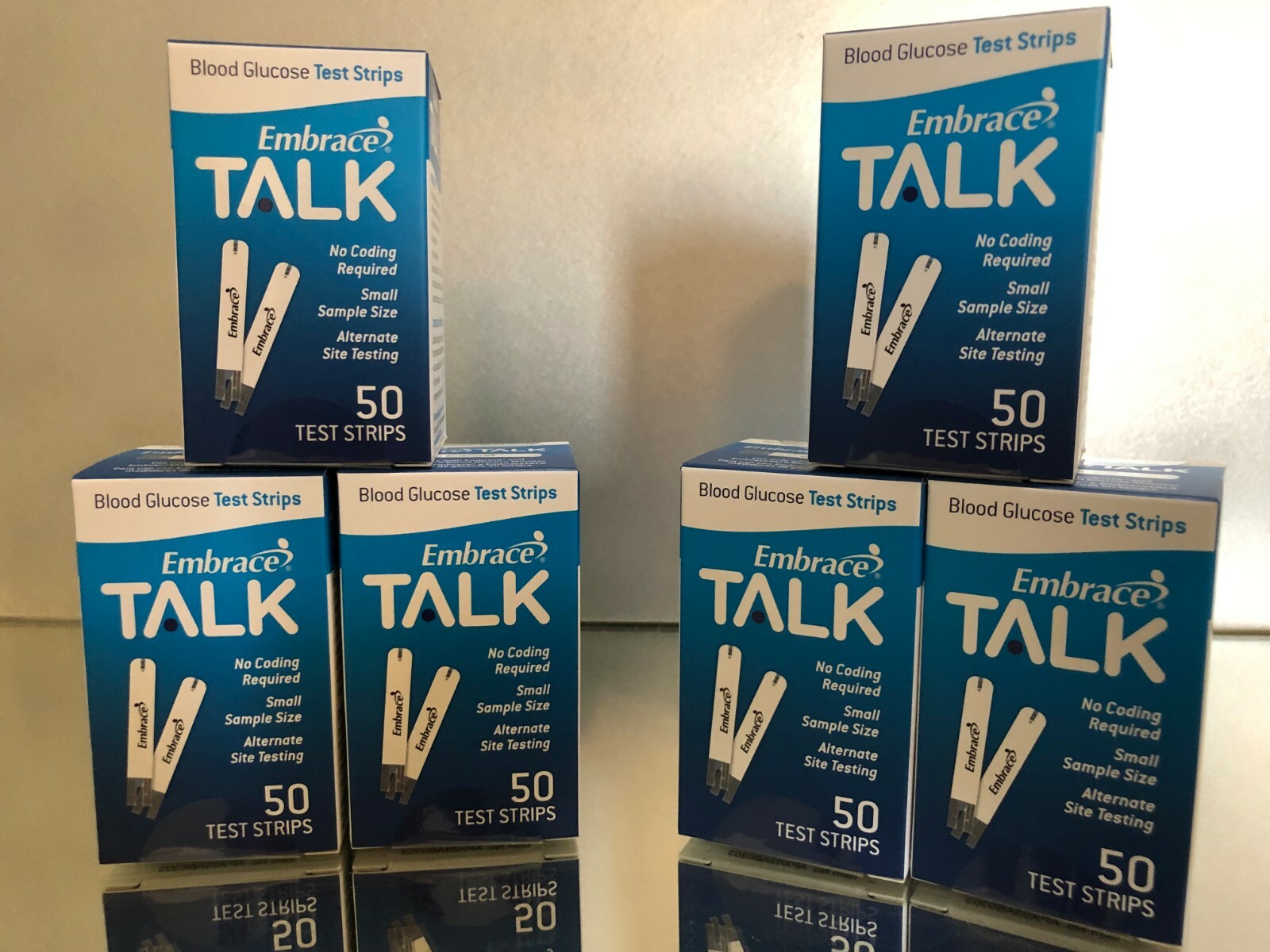 Embrace TALK Blood Glucose Test Strips 300 Qty (6 BOXES) .  Exp 02/2027