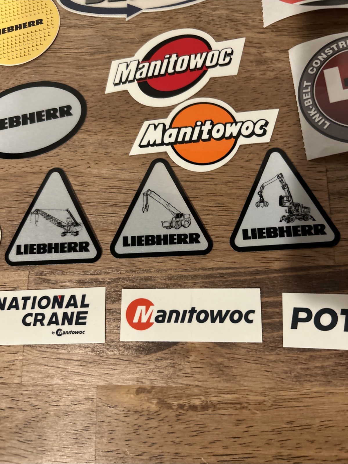 Lot Of 20 Manitowoc Link Belt Liebherr Tadano Grove Etc Cranes Hardhat Stickers