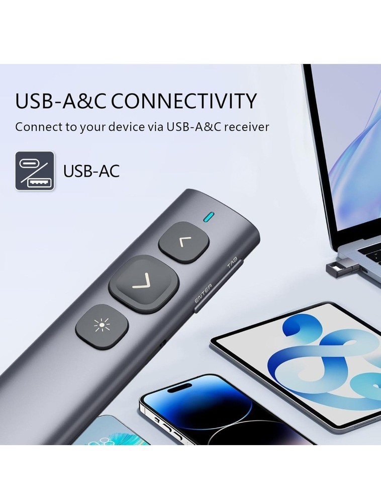 Norwii N95 Pro Presentation Clicker Digital Pointer Wireless USB-A GREEN