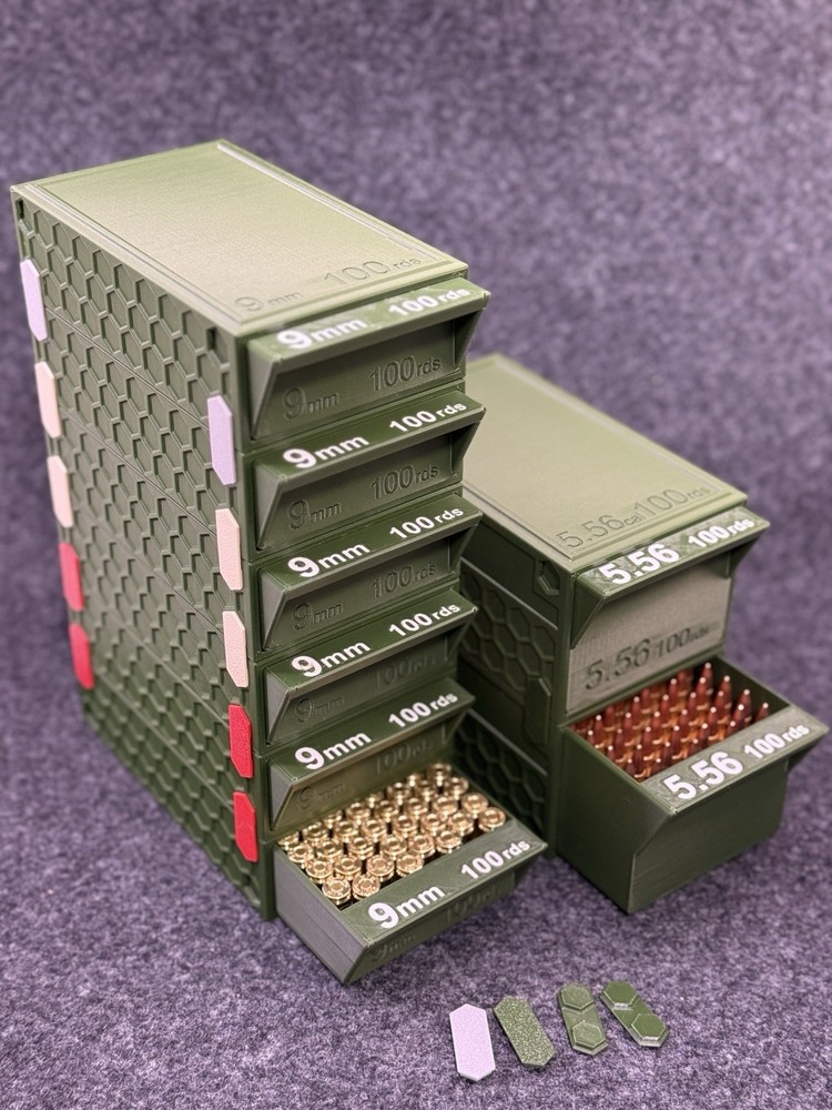 SlideCan 2.0, .223 stackable .30 cal ammo can storage system