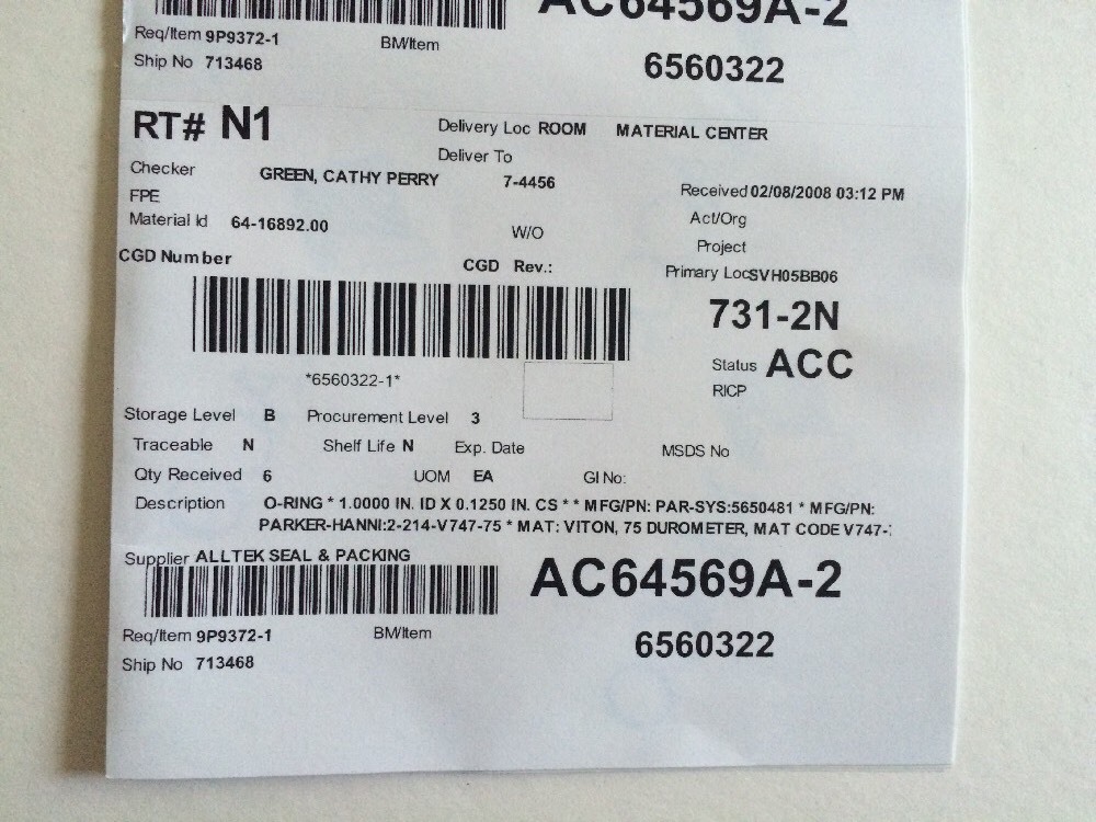 2pcs O-Ring Parker 2-214 V747-75