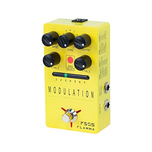 FS05 Multi Modulation Pedal Stereo Effects 7 Storable Slots Modulaiton Yellow