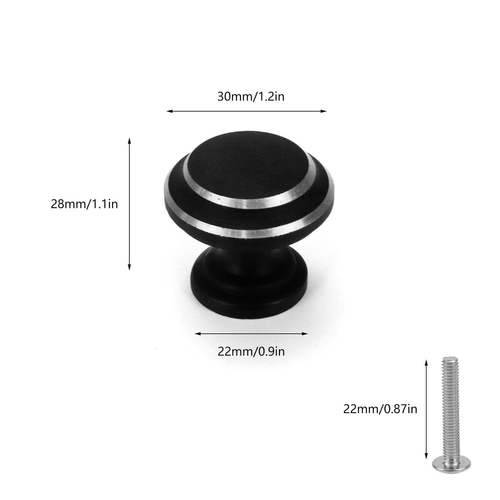8 Pcs Alloy Black Drawer Knobs Round Cabinet Drawer Pulls Handles with Screws