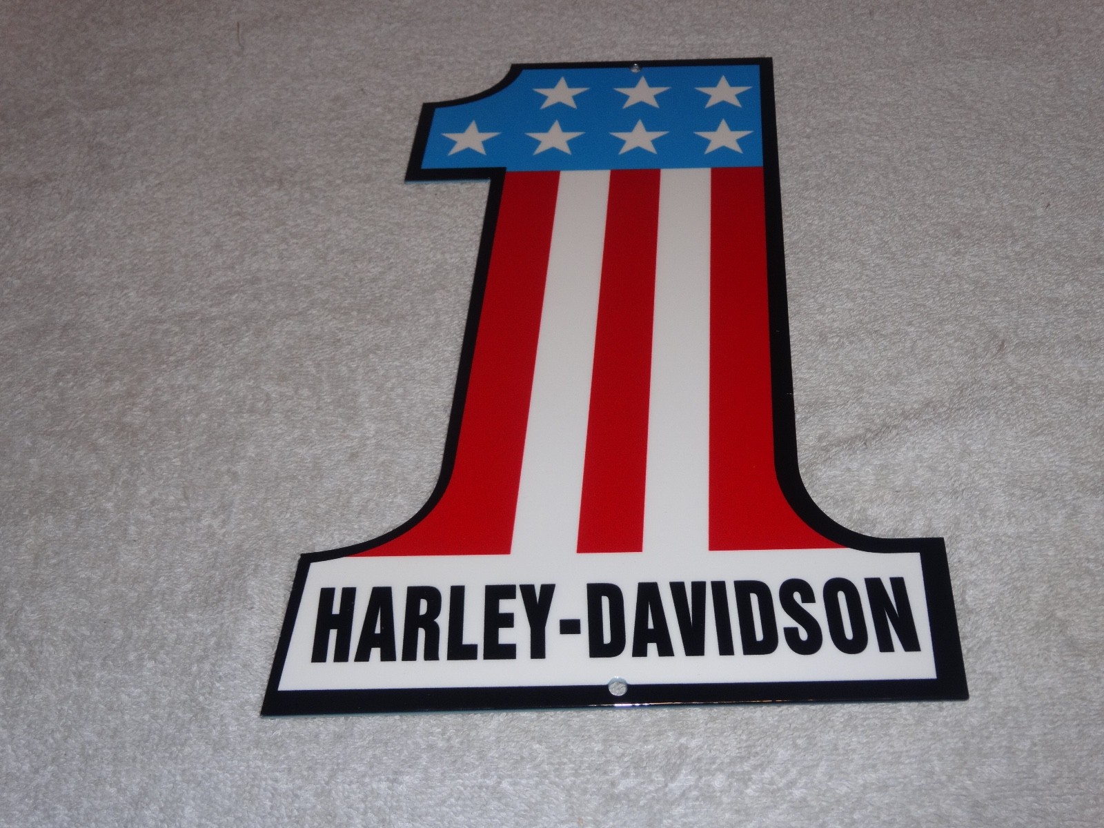 VINTAGE HARLEY DAVIDSON #1 MOTORCYCLES 12" METAL GASOLINE & OIL MOTORCYCLE SIGN!