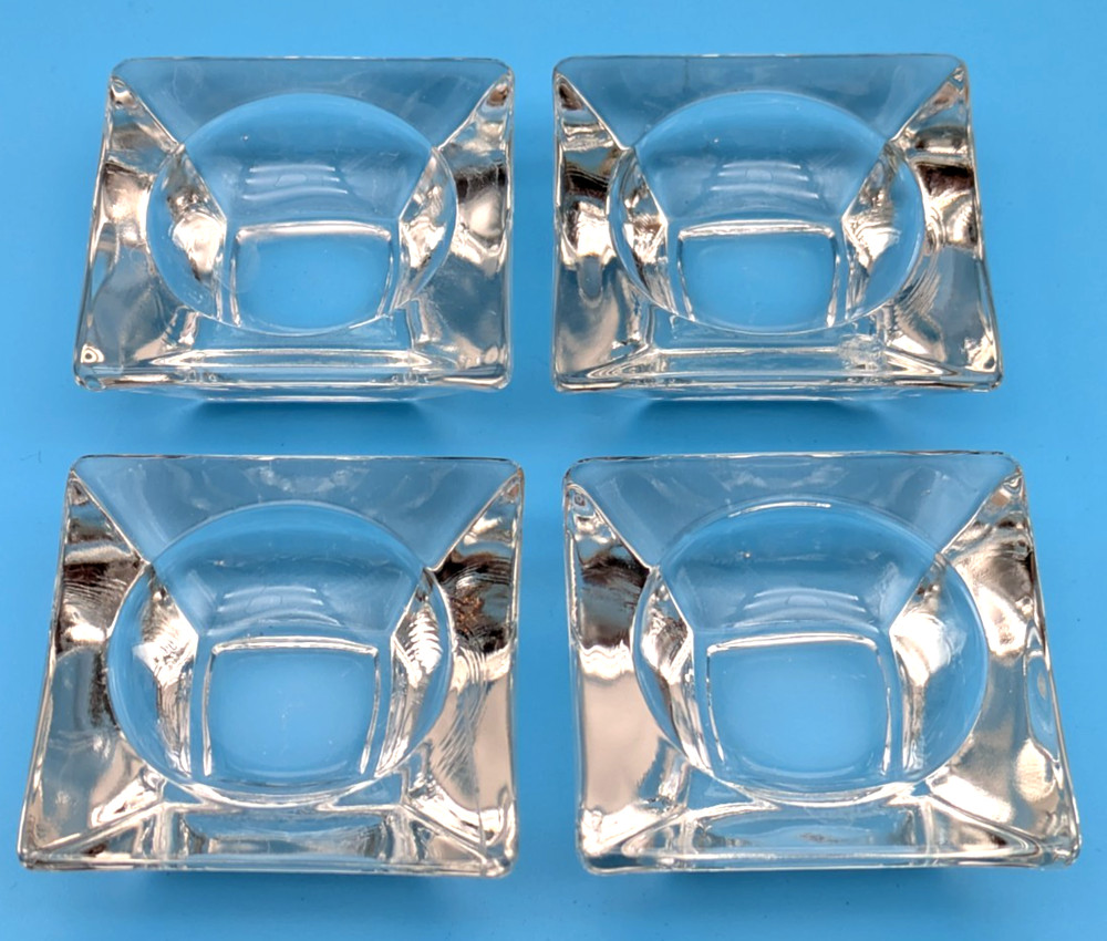 4 Square Thick Clear Crystal Open Salt Cellars
