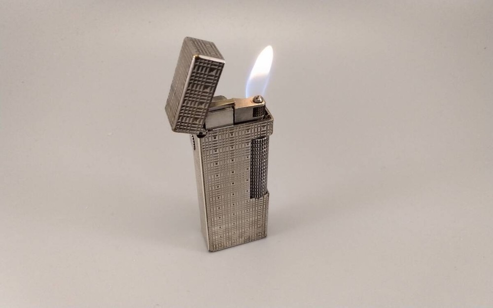 Dunhill Rollagas Lighter Silver Square Fully Operated Boxed