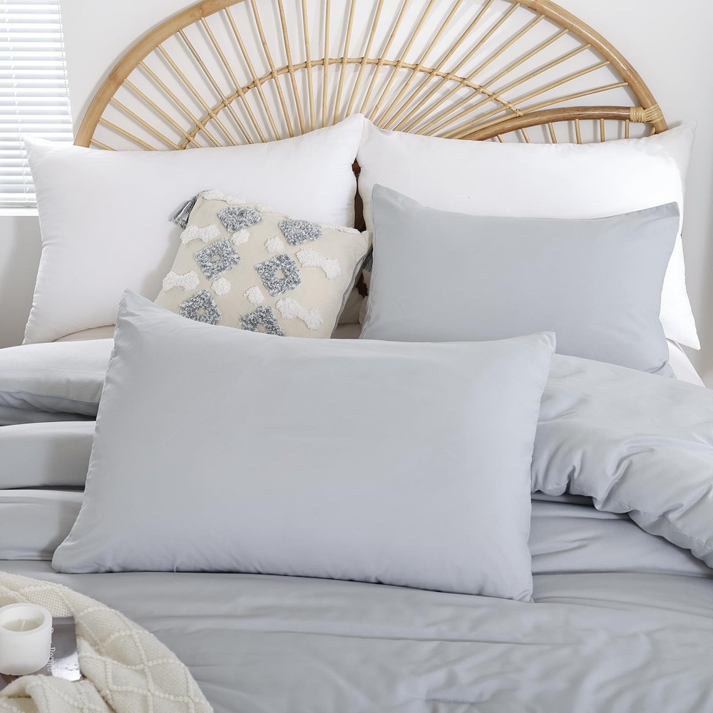 weigelia Full Size Comforter Modern Light Grey 3PCS Microfiber Bed Full,