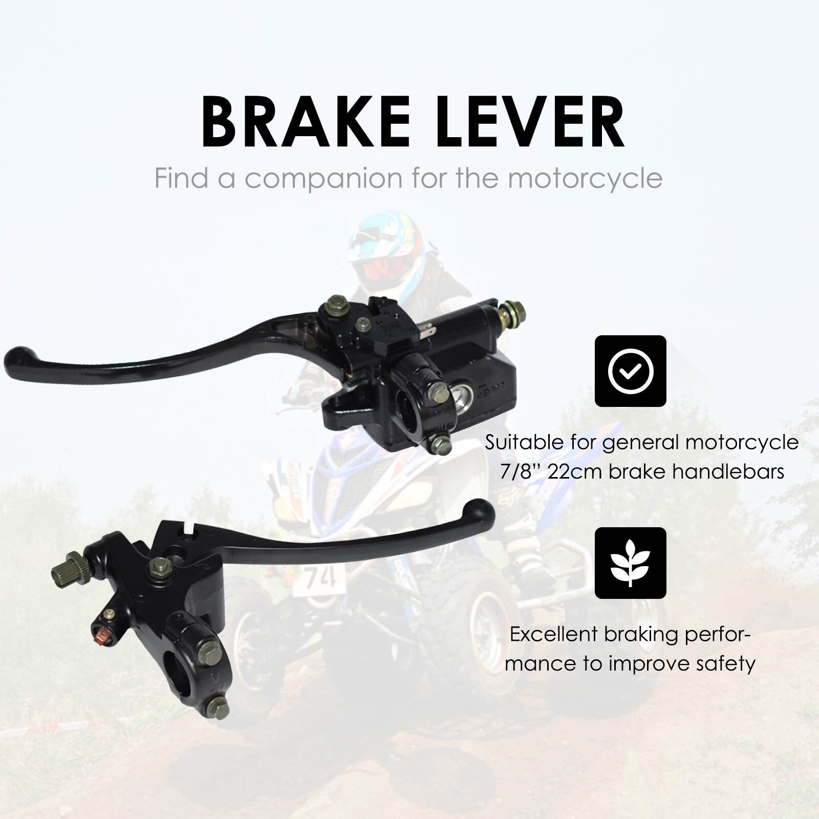 Motorcycle 7/8" Handlebar Hydraulic Brake Master Cylinder with Wire Clutch Lever