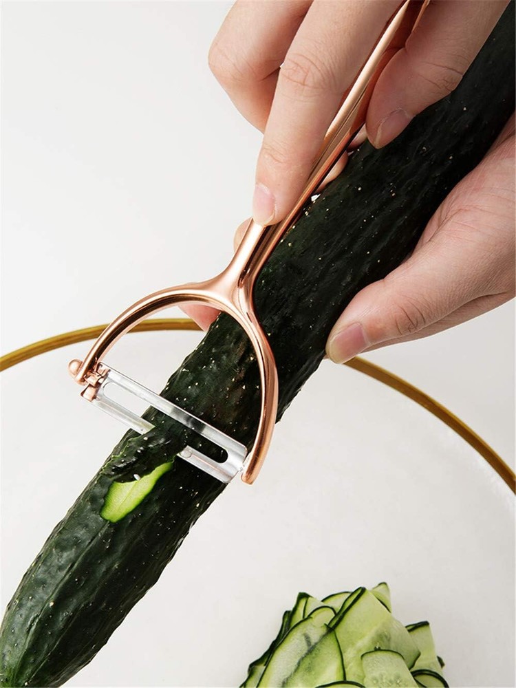 Chef Select Super-Sharp Y-shaped Vegetable Peeler, Copper-plated, Hole for hang