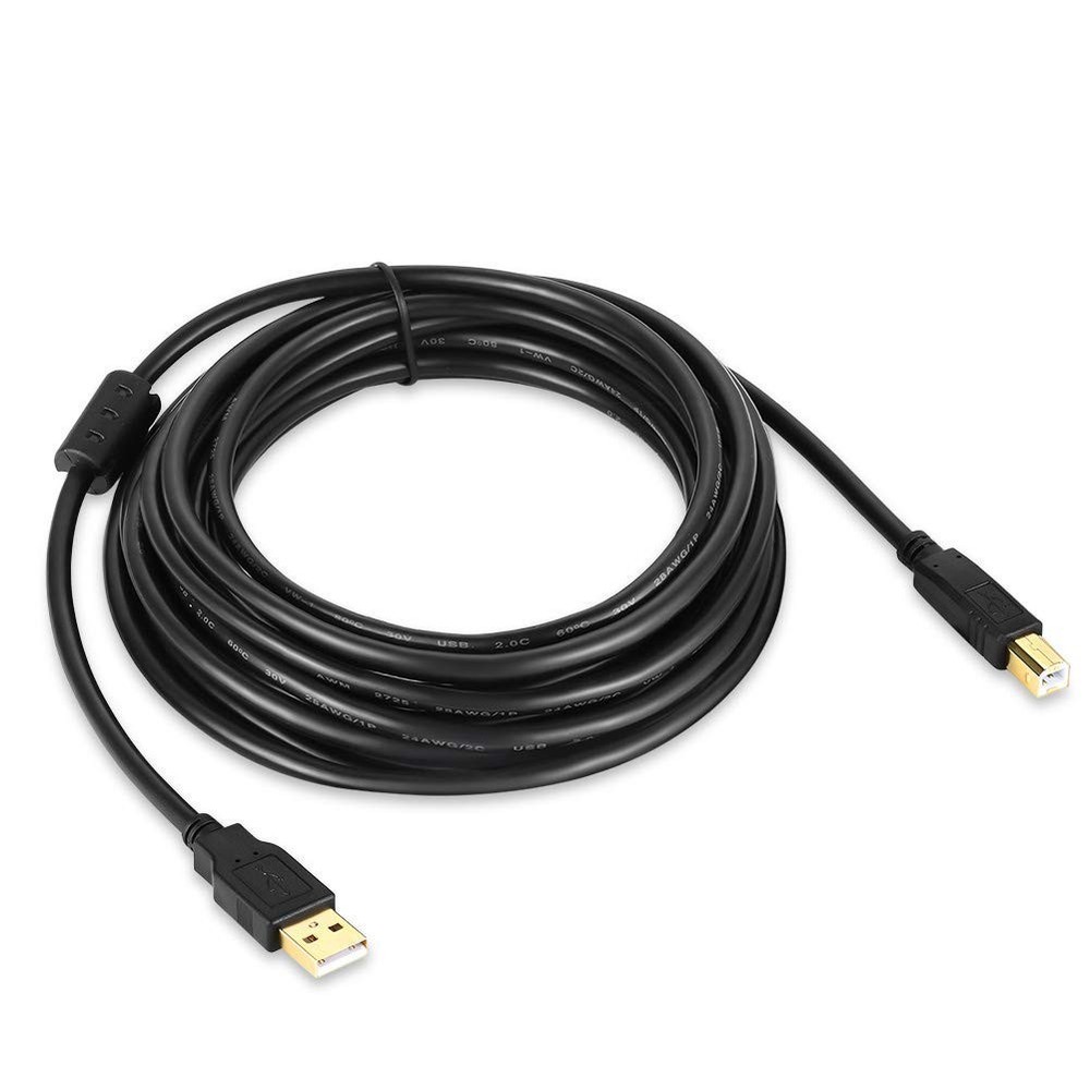 USB 2.0 A/B Gold Device Cable with Ferrite Chokes, 6'