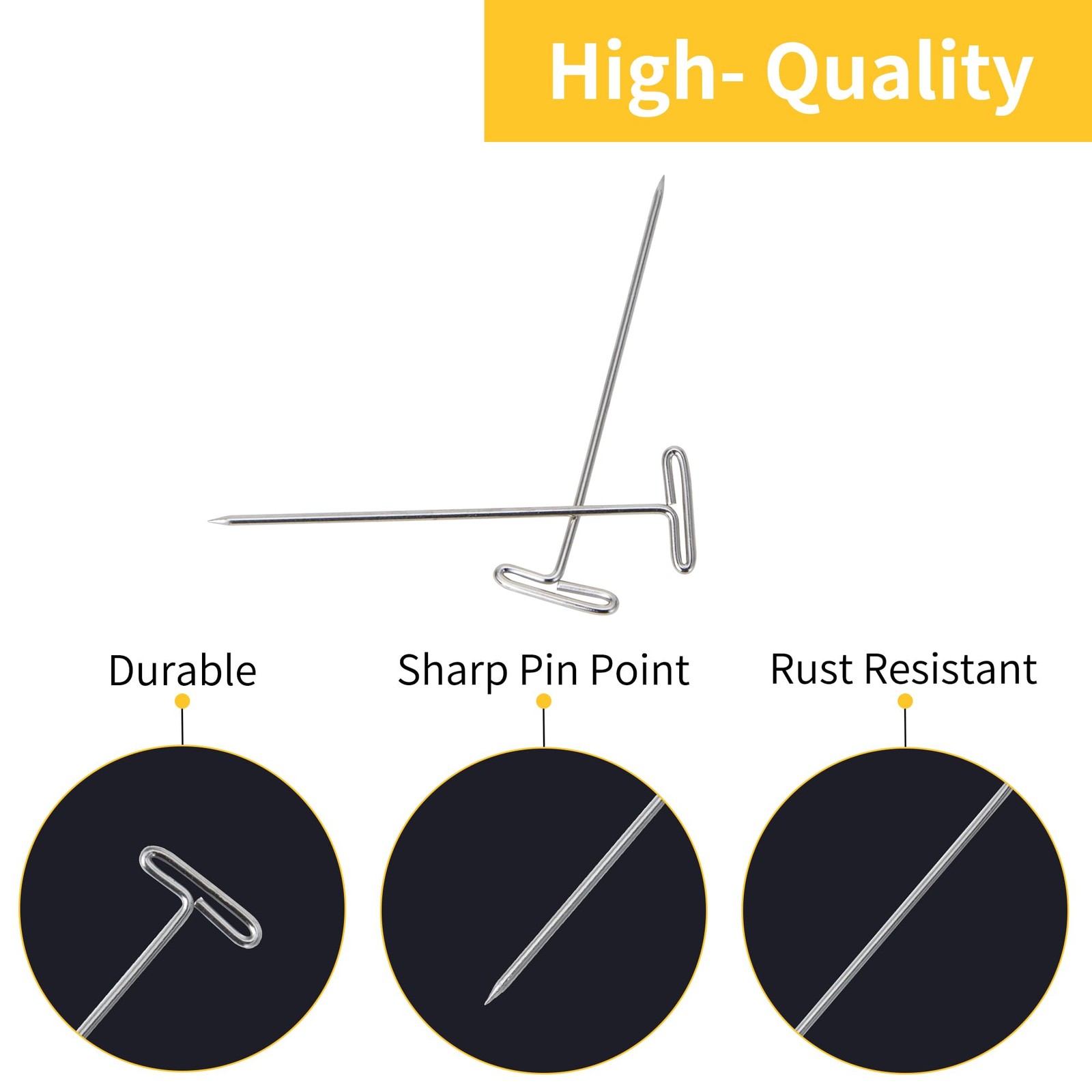 250Pcs T Pins, 1inch /1.5inch/ 2 inch T-Pins,Stainless Steel T Pin for Wigs, ...