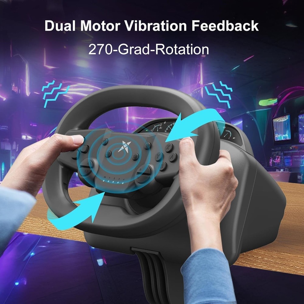 Wireless Bluetooth Gaming Steering Wheel with Pedals For P4 P3 Switch2 Android