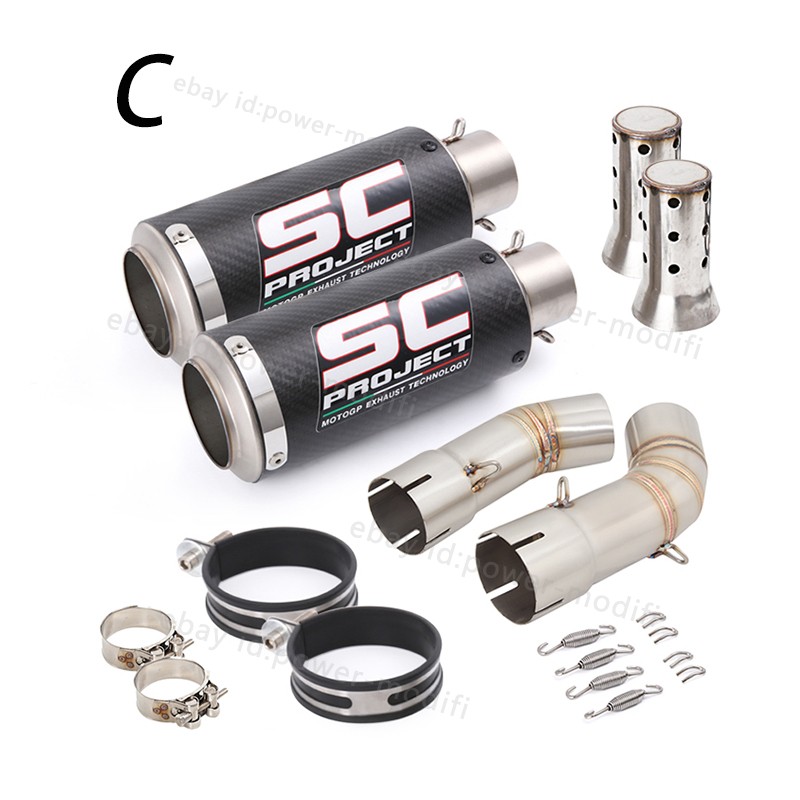 For Ducati 848 1098 1198 Exhaust Tip Mid Pipe Carbon Muffler Slip On 51MM System