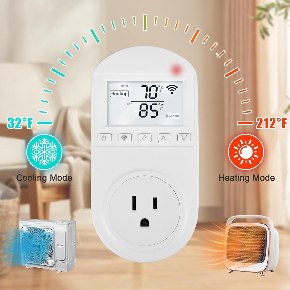 New Generation! Smart Wifi Heating Cooling Temperature Controlled Outlet, Compa