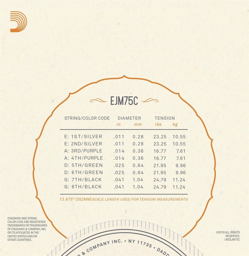 D'Addario Mandolin Strings Monel Medium Plus 11-41 Loop End
