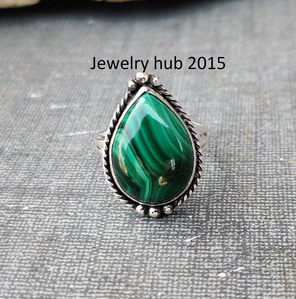 malachite gemstone 925 Silver Ring Beautiful Ring Designer Ring Lovely Ring MO**