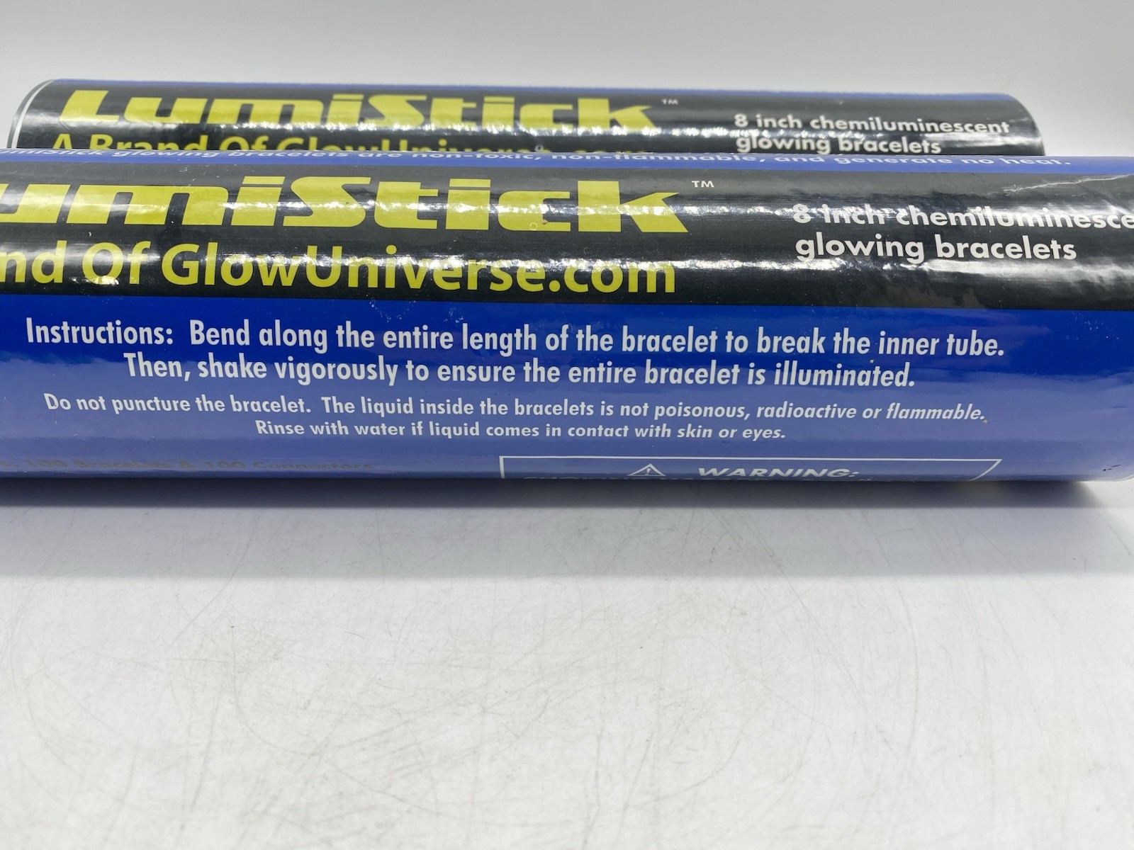 LumiStick 8 inch Premium Thick Party Light Glow Sticks 2pk. - 100 Count Each