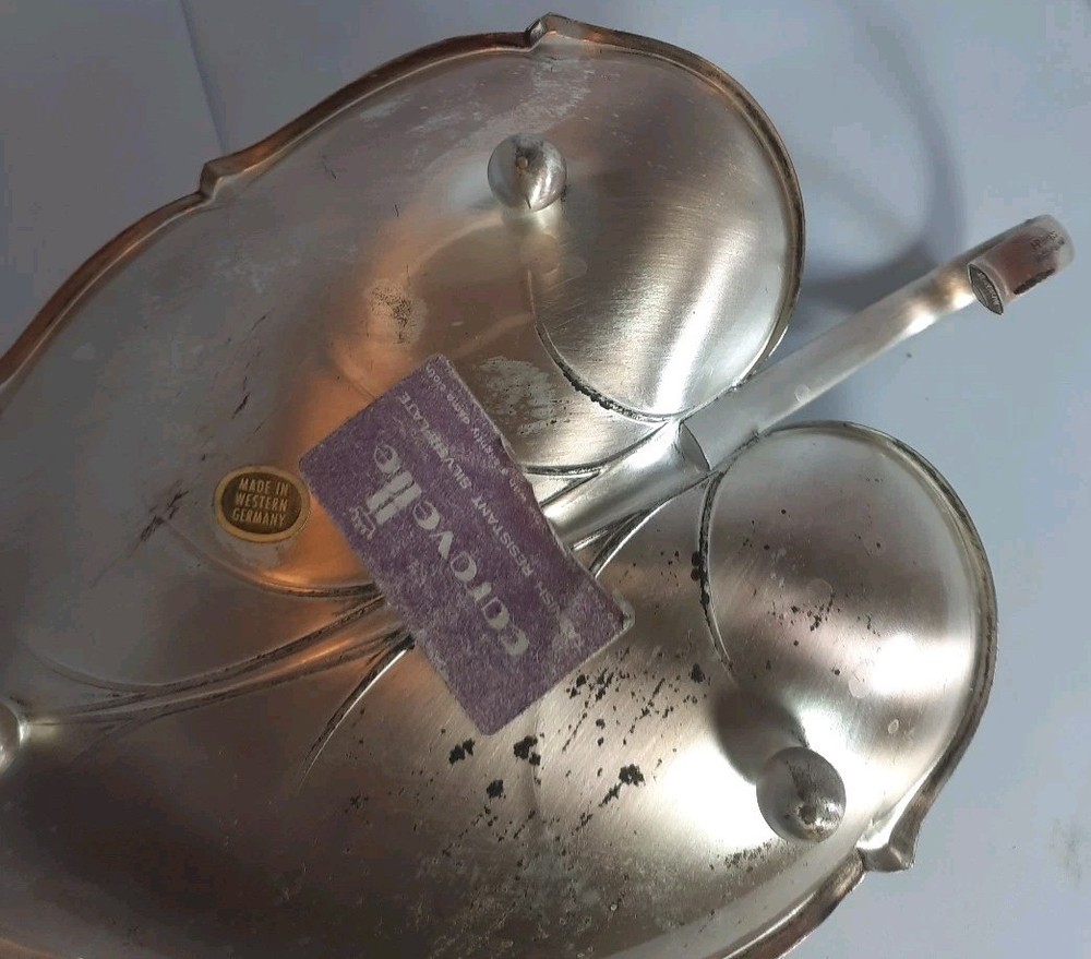 Vintage Silver Plated Leaf Shaped Footed Dish Candy dish Made In Western Germany