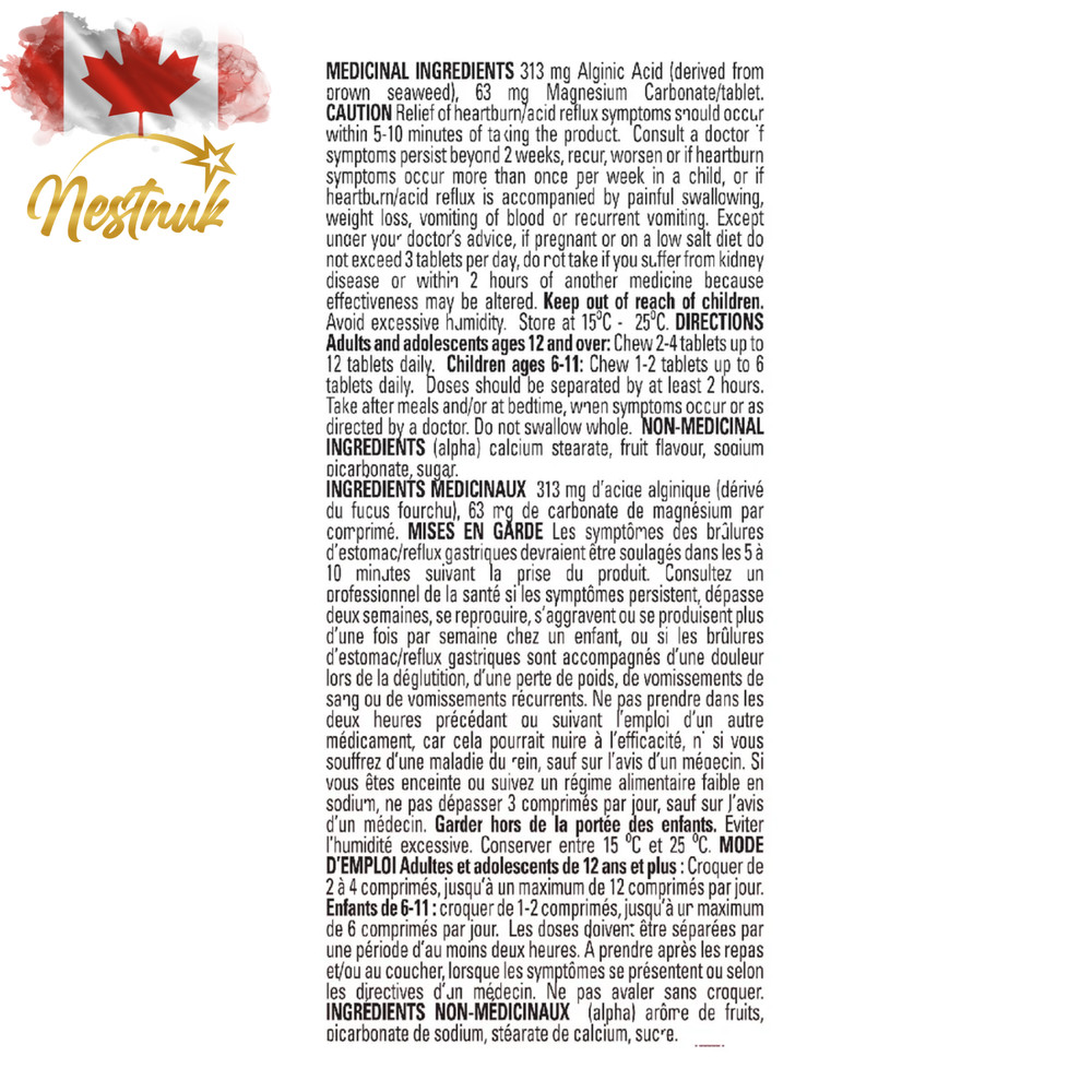 2 x Gaviscon Extra Strength 150 Chewable Tablets | Fruit Flavour | Canada Import