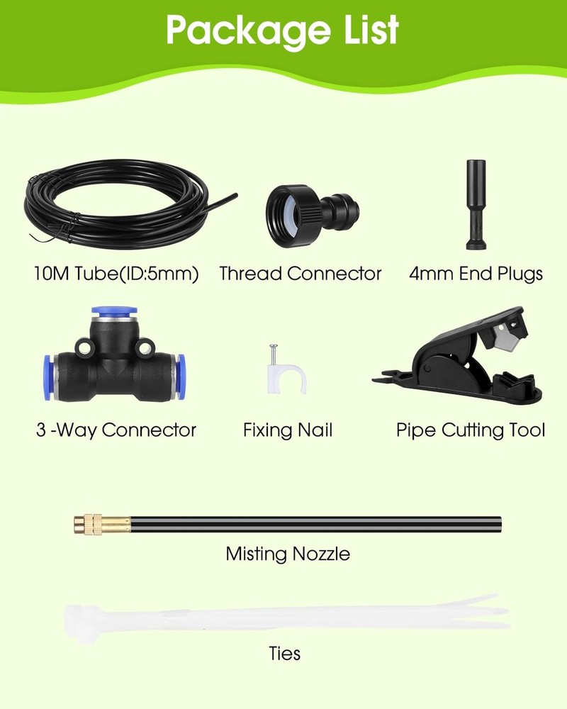 Mist Cooling Automatic Irrigation System-Misting System 33FT Misting Line & 1...