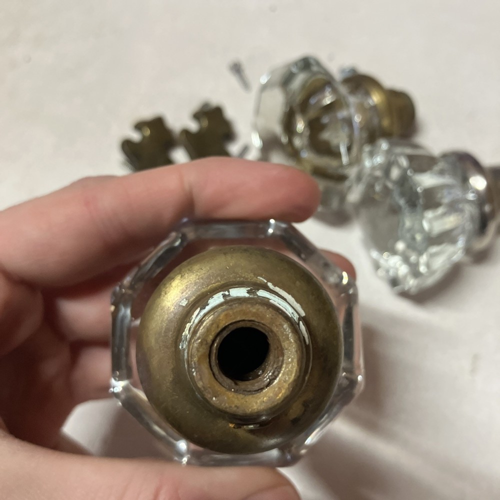 Vintage Glass Door Knobs 3 Sets With Some Hardware B28