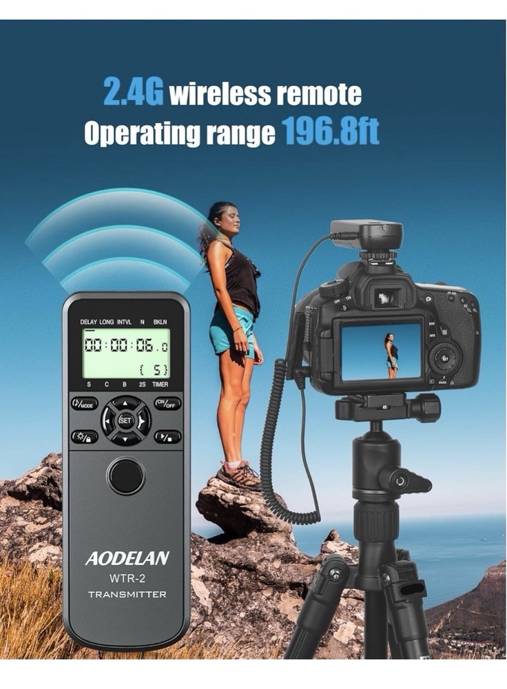 AODELAN WTR-2 Wireless Camera Timelapse intervalometer Timer Shutter Remote