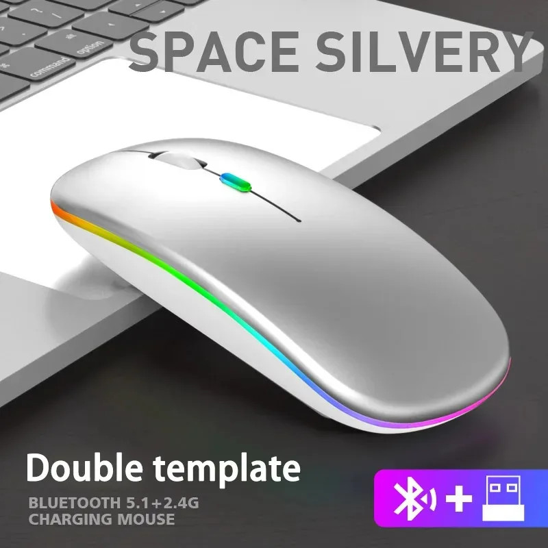 Wireless Mouse For Laptop PC Bluetooth RGB Rechargeable Mouses Wireless Computer