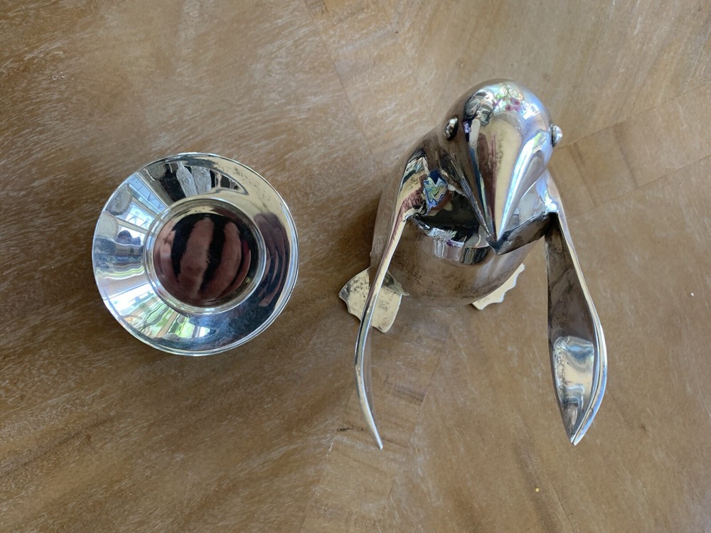 Restoration Hardware Silver Plate Penguin Butler Candy Dish Keys Nuts