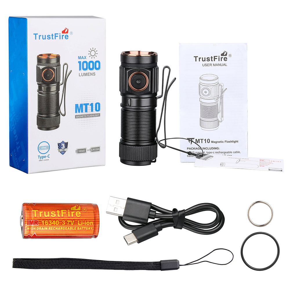 TrustFire EDC Flashlight Rechargeable,1000 Lumen Flashlight 5 Modes Torch（MT10）