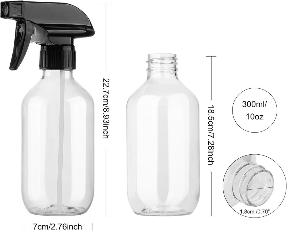 Spray Bottles 10oz/300ml Plastic Spray Bottle Empty Refillable Container with...