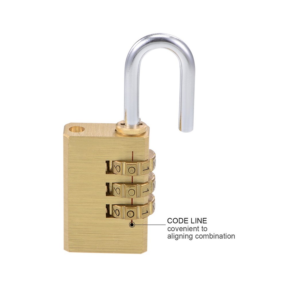 3-Digit Combination Padlock Brass Locks 5mm Shackle Diameter