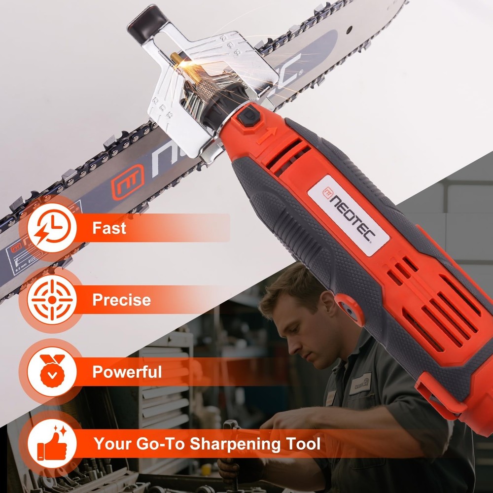 Electric Chainsaw Sharpener Kit with 3 File Size Diamond Bits Chainsaw Sharpener