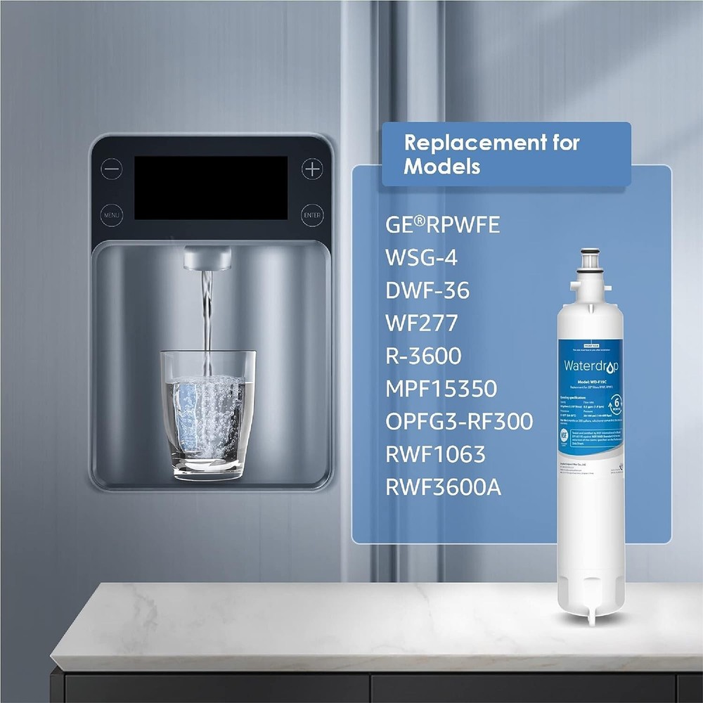 Waterdrop Refrigerator Water Filter, Replacement for GE® RPWFE ,2 Pack